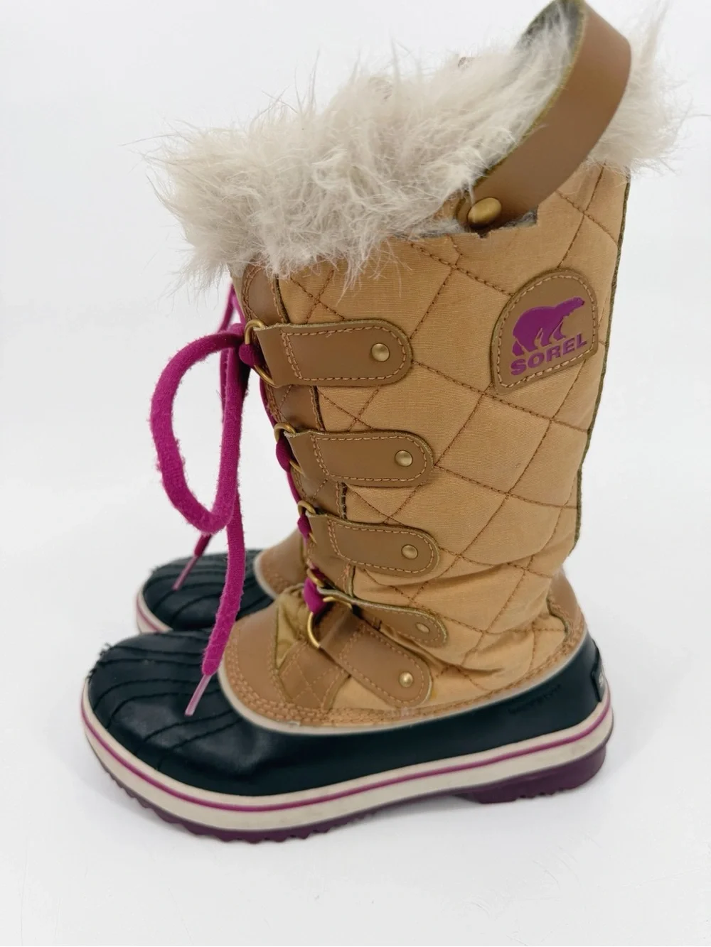 Sorel Tofino II Quilted Faux Fur Boots Camel Pink Size 6.5